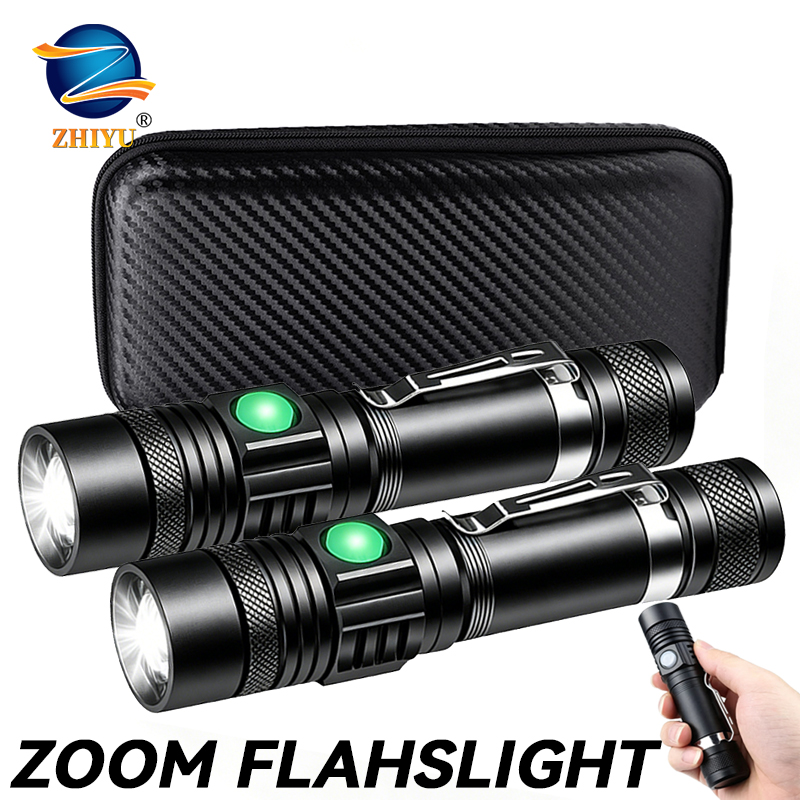 Lighting Fixture Outdoor - T6 LED Wiederaufladbare Taschenlampe, 18650 Zoombare